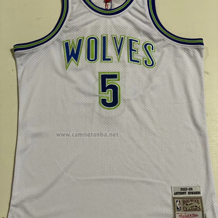 Camiseta Minnesota Timberwolves Anthony Edwards #5 Mitchell & Ness 2023-2024 Blanco